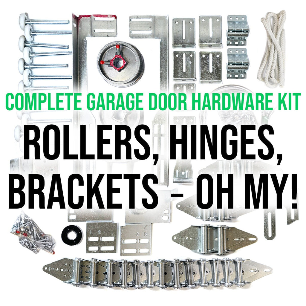 Complete Garage Door Hardware Kit - Rollers, Hinges, Brackets