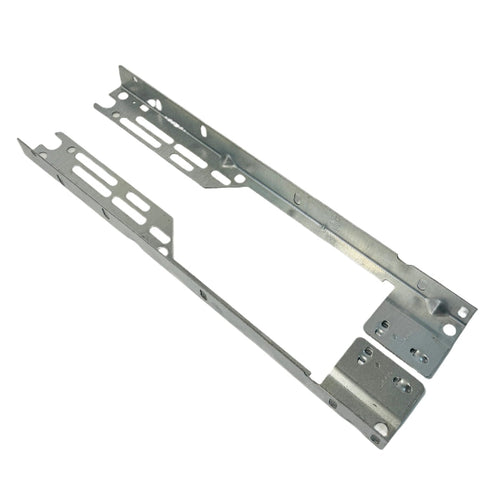 Side view of Torquemaster Flag Brackets, showing galvanized steel construction for 15" radius quick install garage door track.