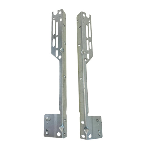 Pair of 15" radius track flag brackets, pre-punched for easy garage door installation and adjustment.